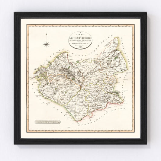 Vintage Map of Lancashire County England, 1806