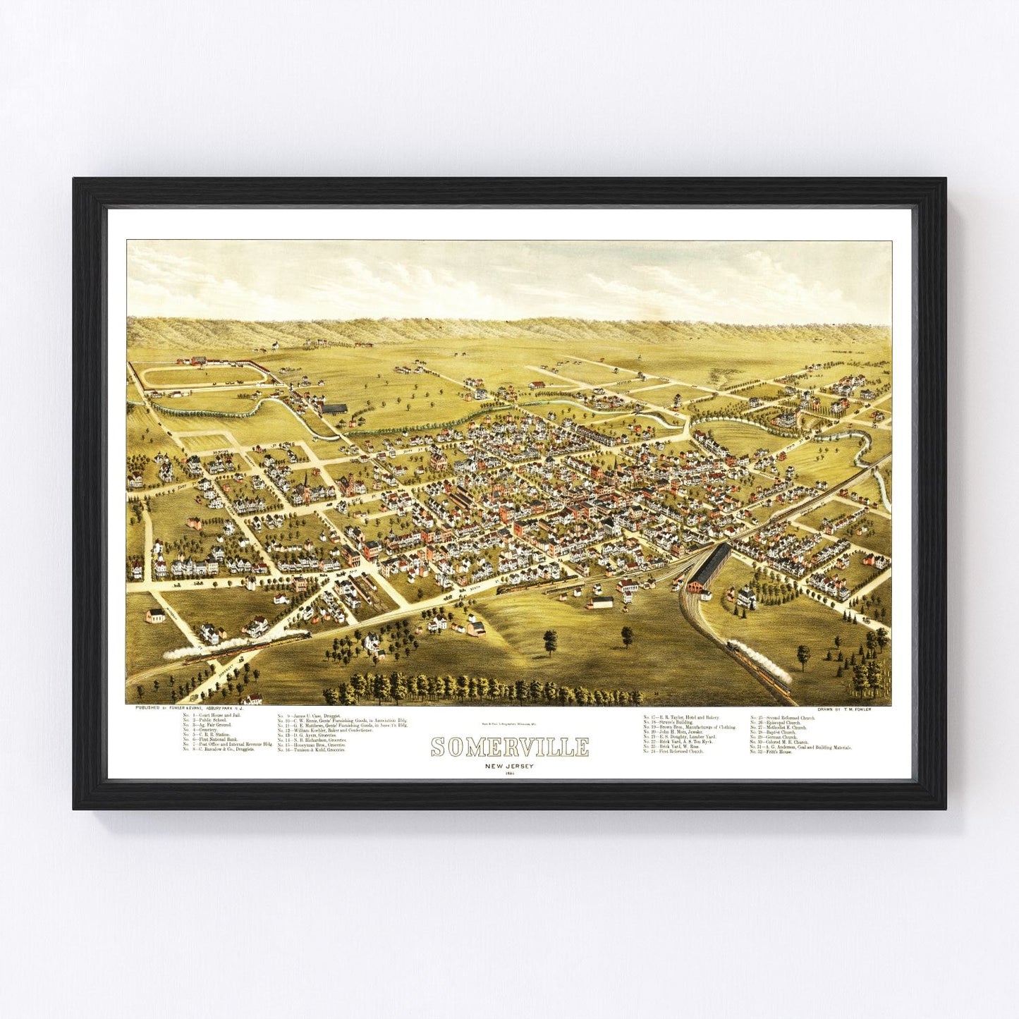 Vintage Map of Somerville, New Jersey 1882