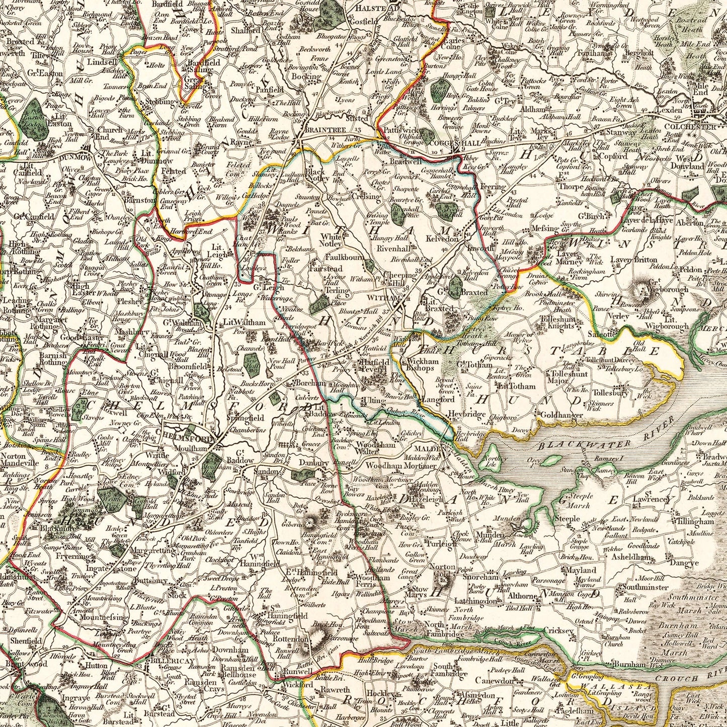 Vintage Map of Essex County England, 1801