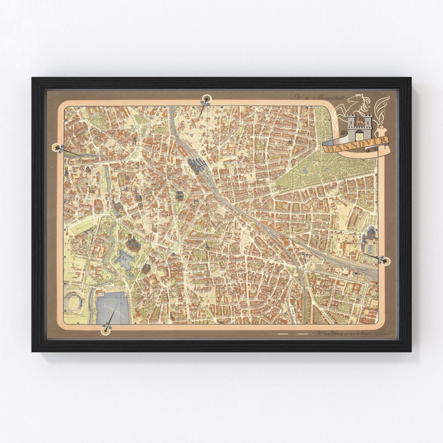 Vintage Map of Hanover, Germany 1955