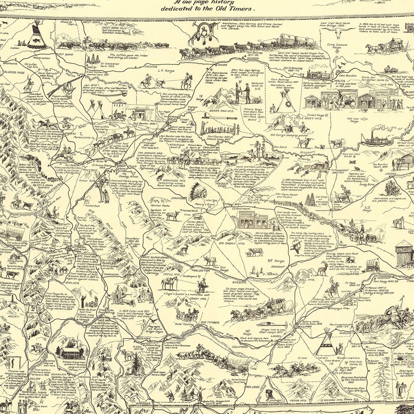 Vintage Map of Montana 1937