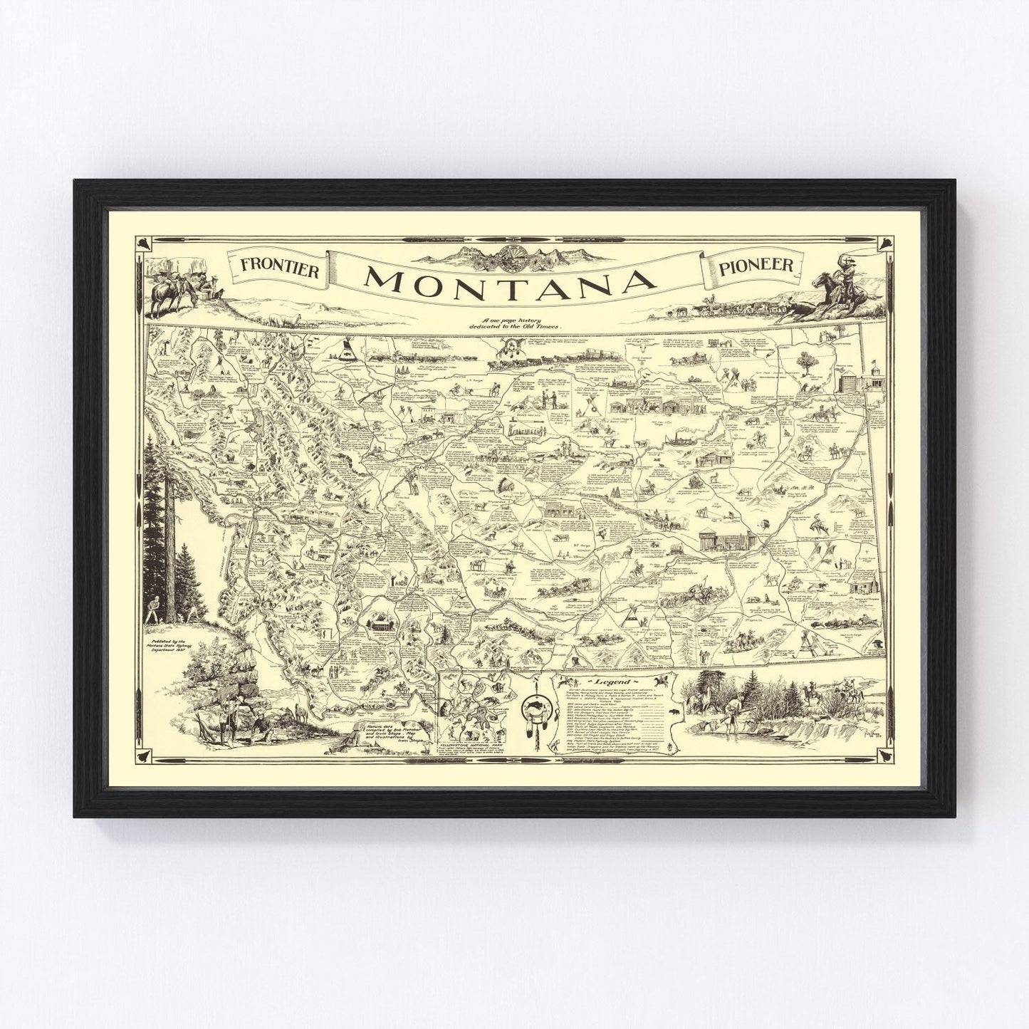 Vintage Map of Montana 1937