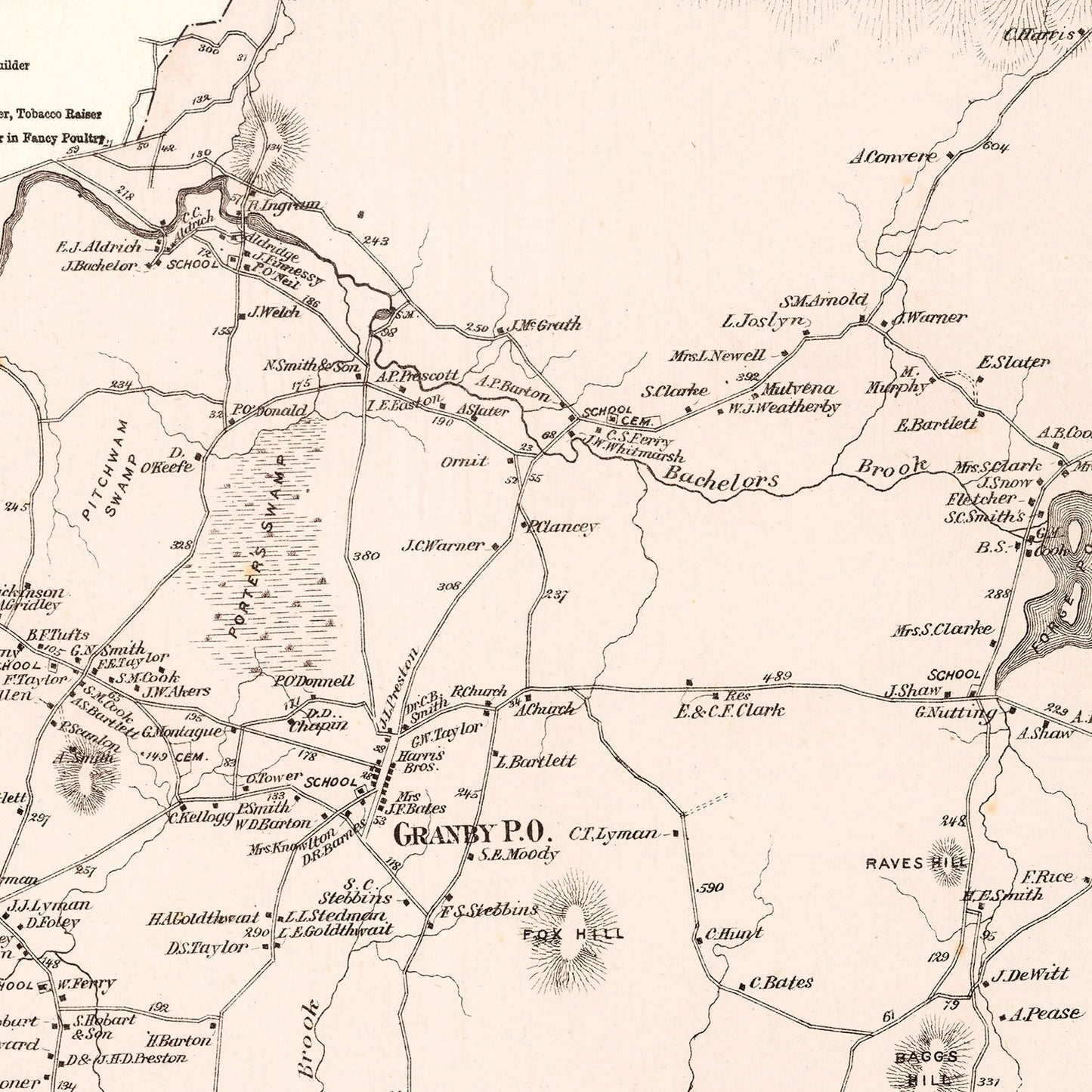 Vintage Map of Granby, Massachusetts 1873