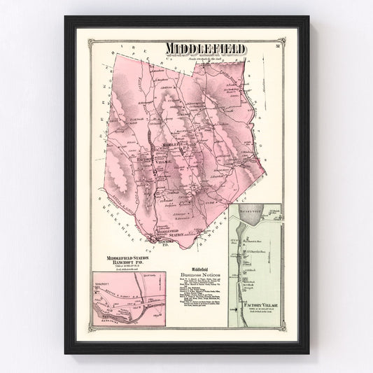 Vintage Map of Middlefield, Massachusetts 1873