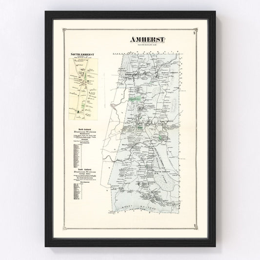 Vintage Map of Amherst, Massachusetts 1873