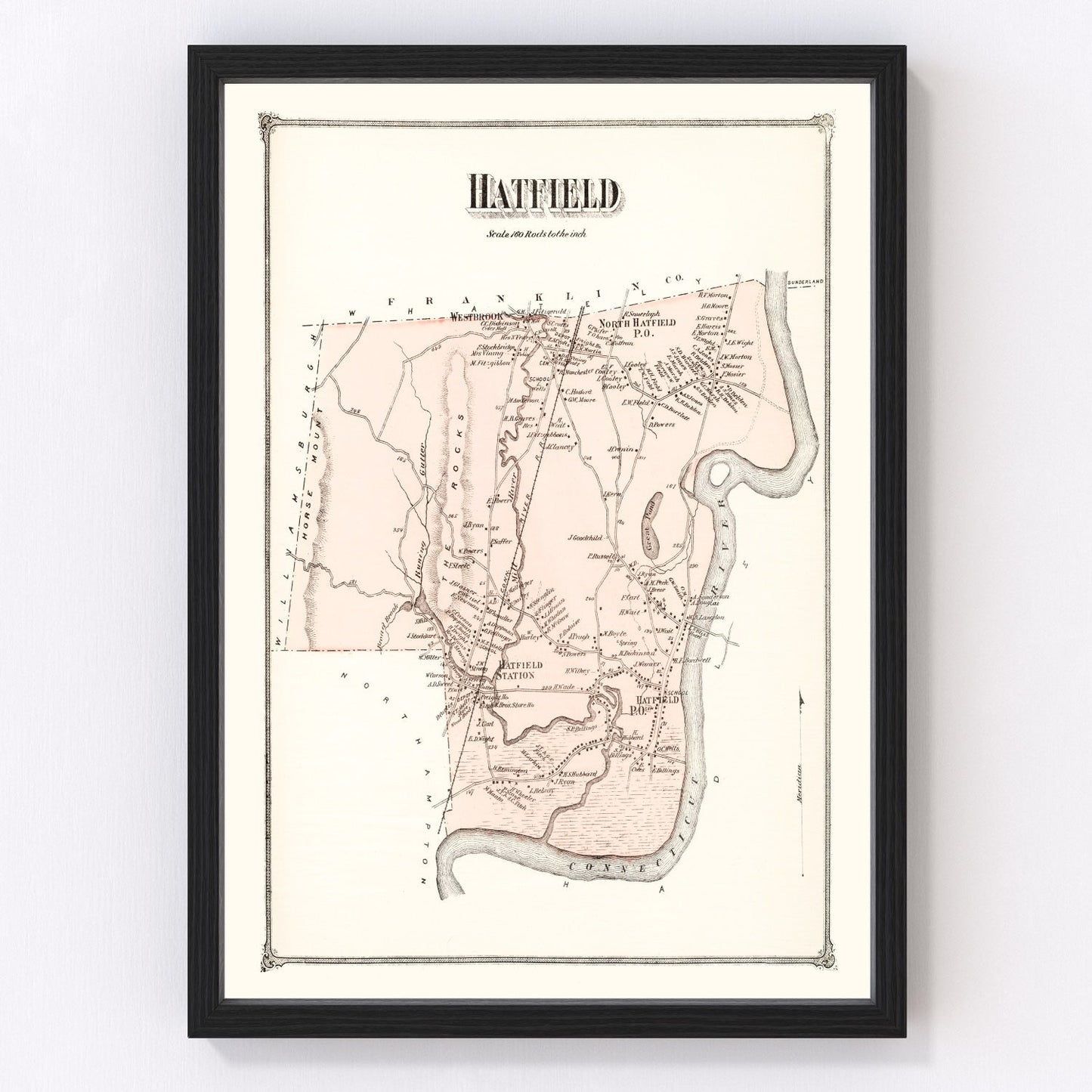 Vintage Map of Hatfield, Massachusetts 1873