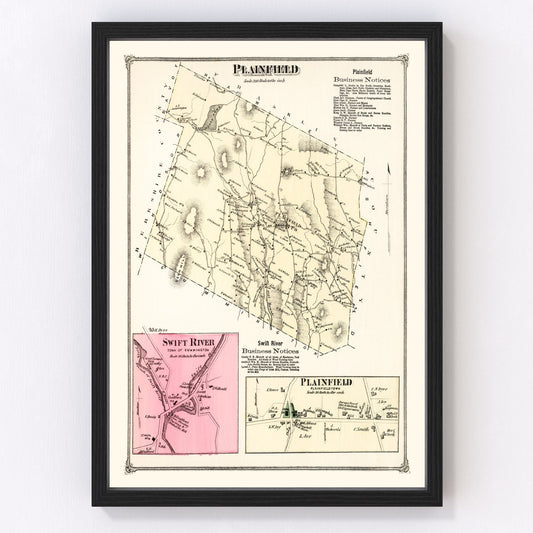Vintage Map of Plainfield, Massachusetts 1873