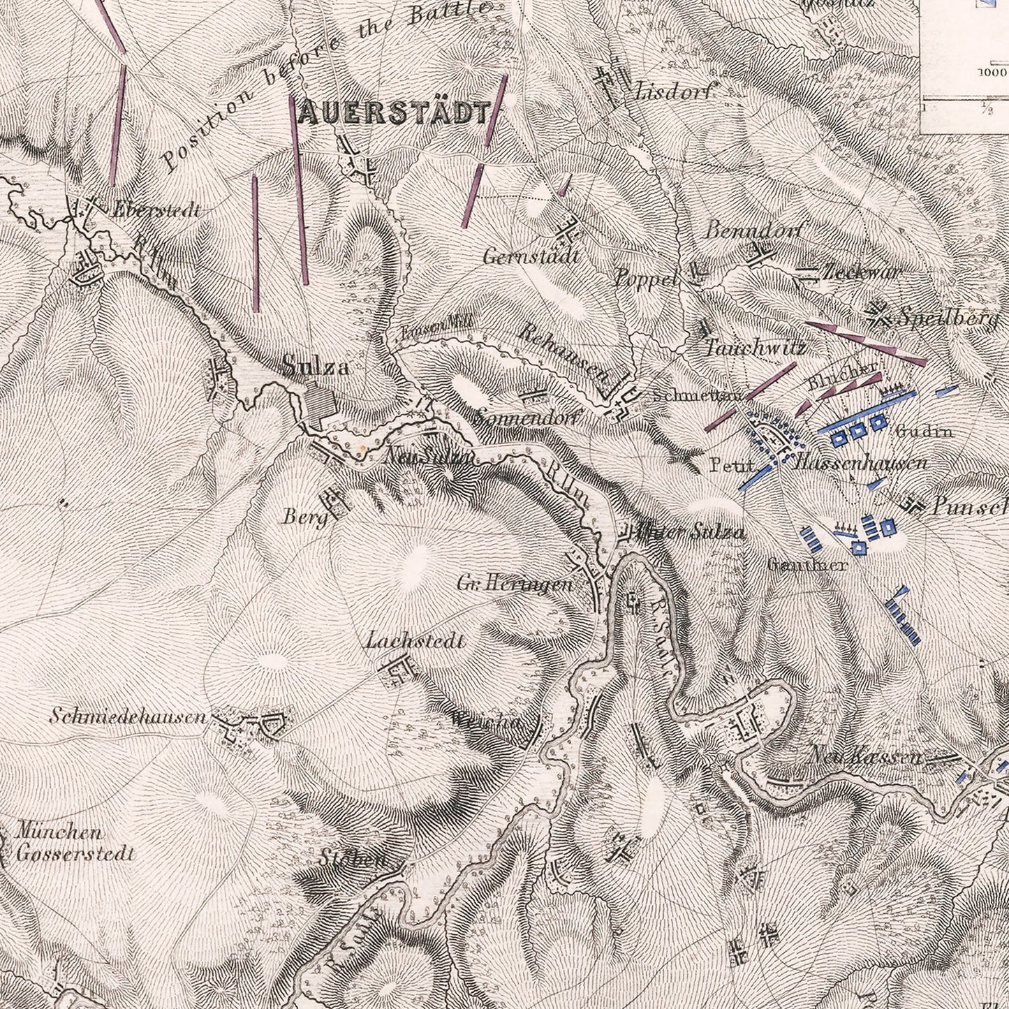 Vintage Map of the Battle of Auerstadt, 1806
