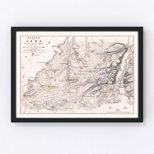 Vintage Map of the Battle of Jena, 1806