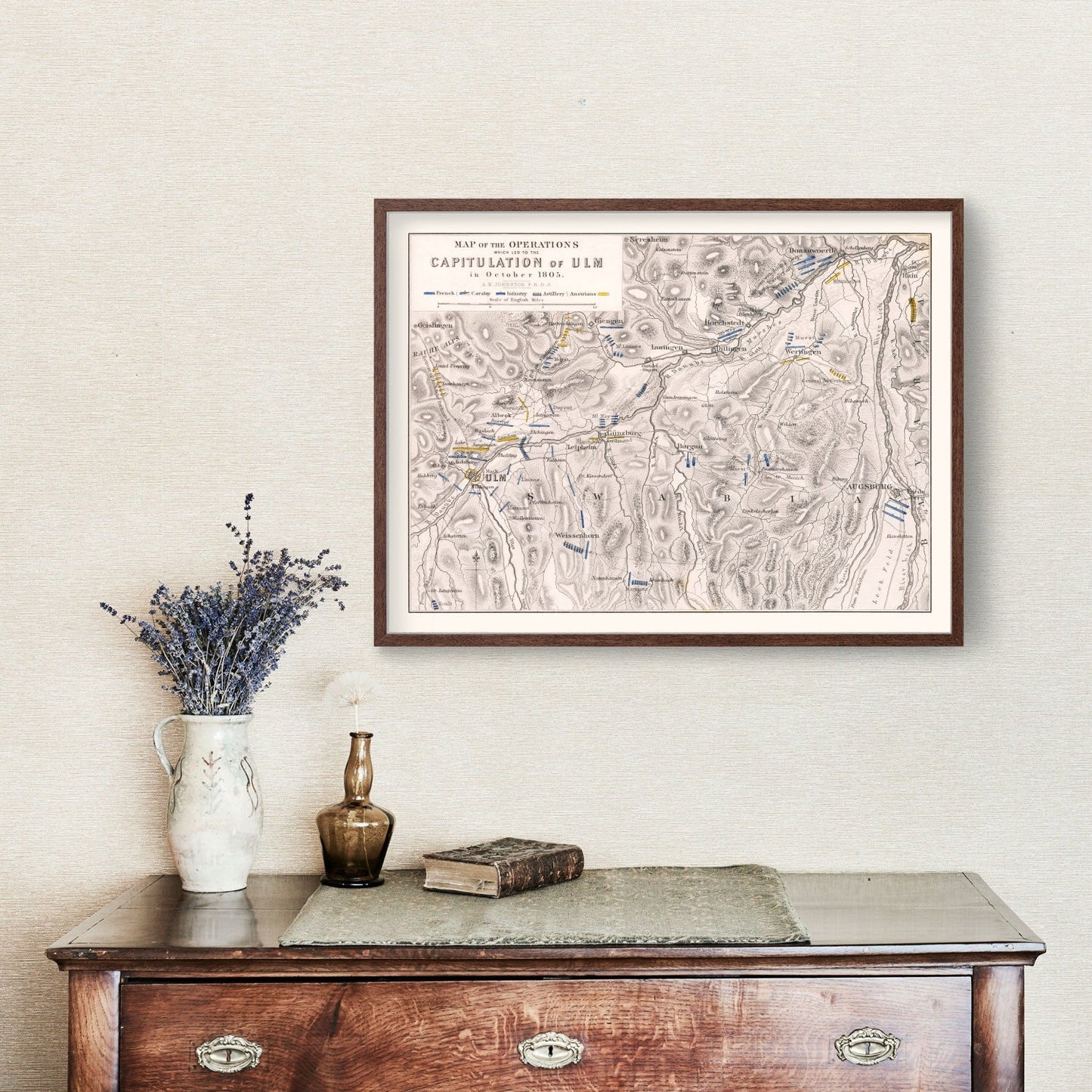 Vintage Map of the Capitulation of Ulm, 1805