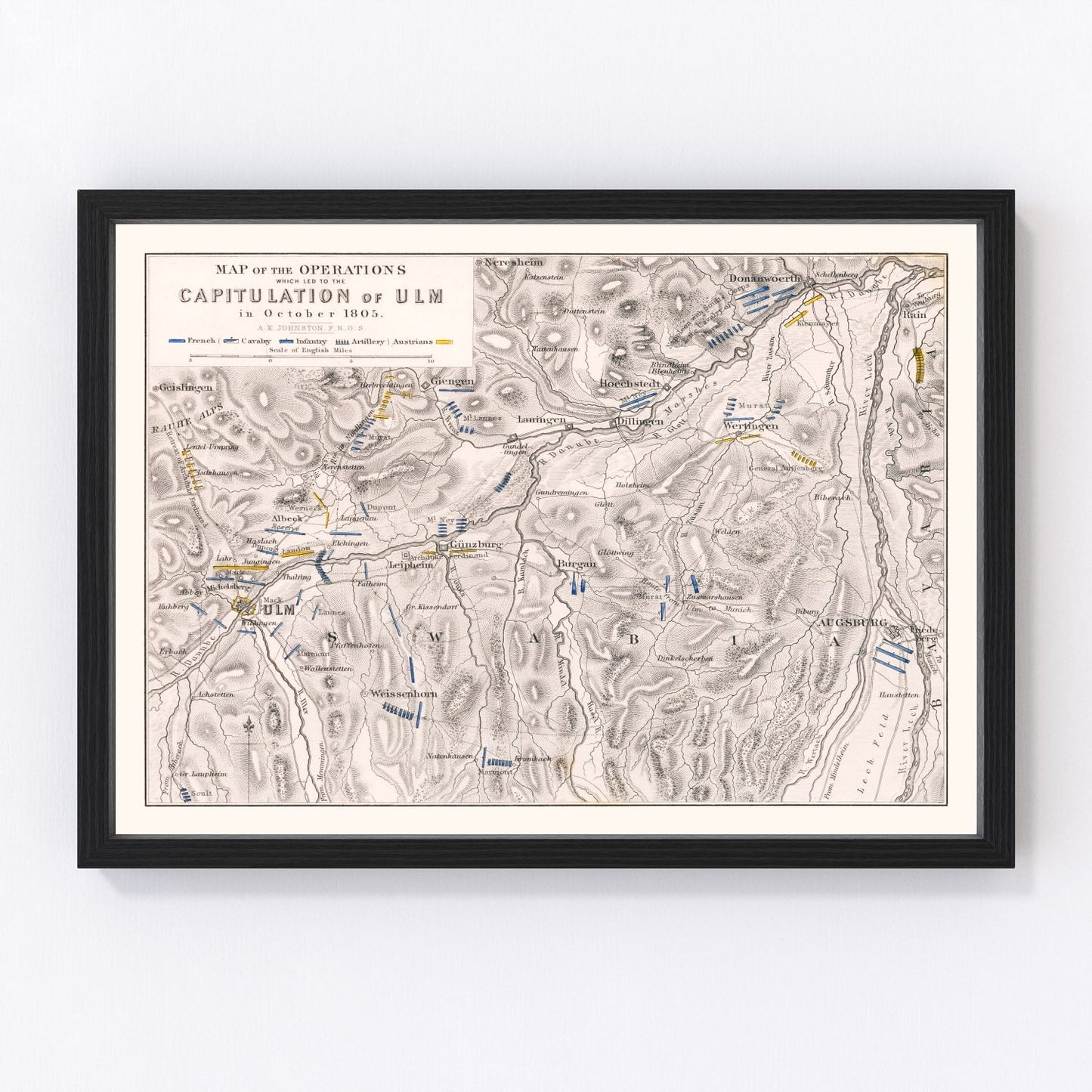 Vintage Map of the Capitulation of Ulm, 1805