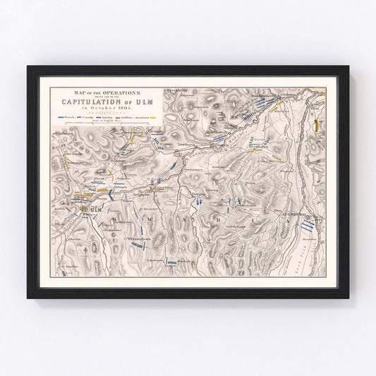 Vintage Map of the Capitulation of Ulm, 1805