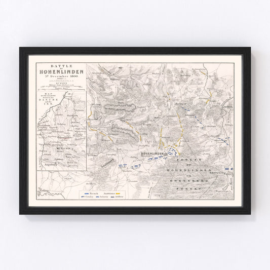 Vintage Map of the Battle of Hohenlinden, 1800