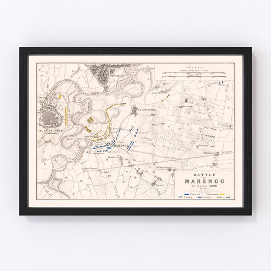 Vintage Map of the Battle of Marengo, 1800