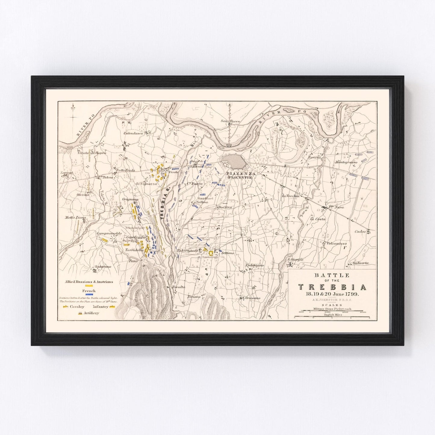 Vintage Map of the Battle of Trebbia, 1799