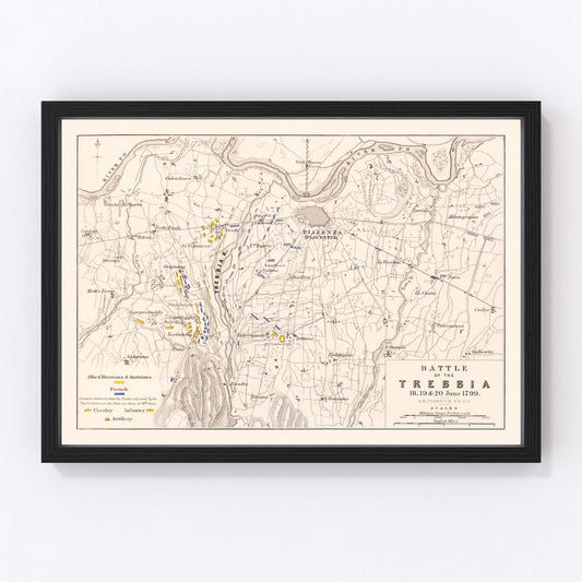 Vintage Map of the Battle of Trebbia, 1799