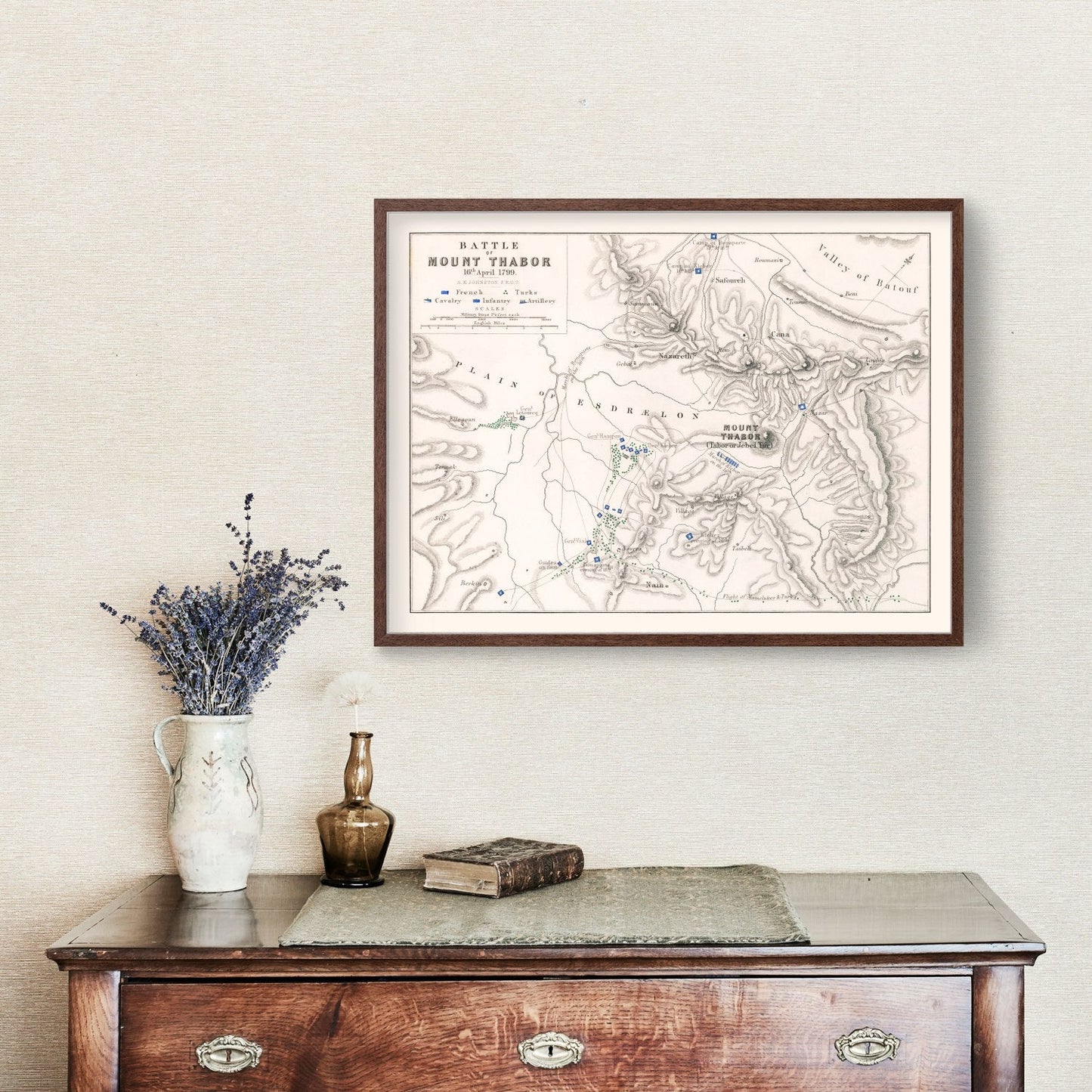 Vintage Map of the Battle of Mount Thabor, 1799