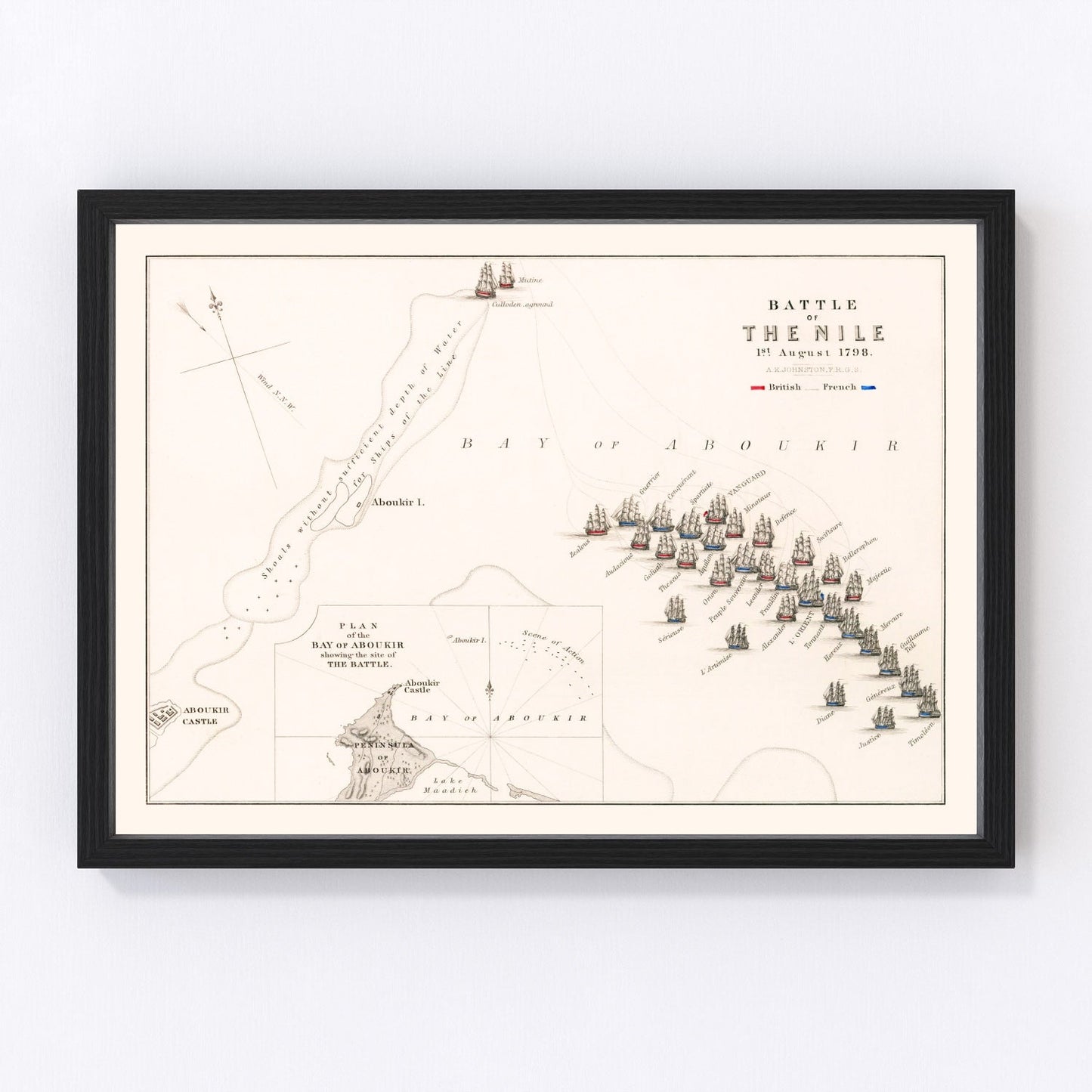 Vintage Map of the Battle of the Nile, 1798