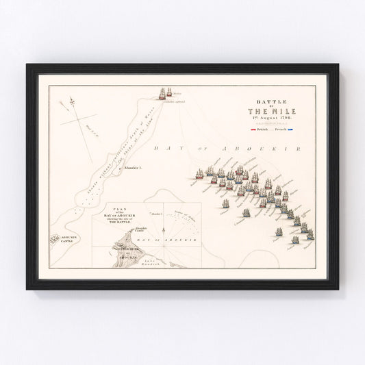 Vintage Map of the Battle of the Nile, 1798