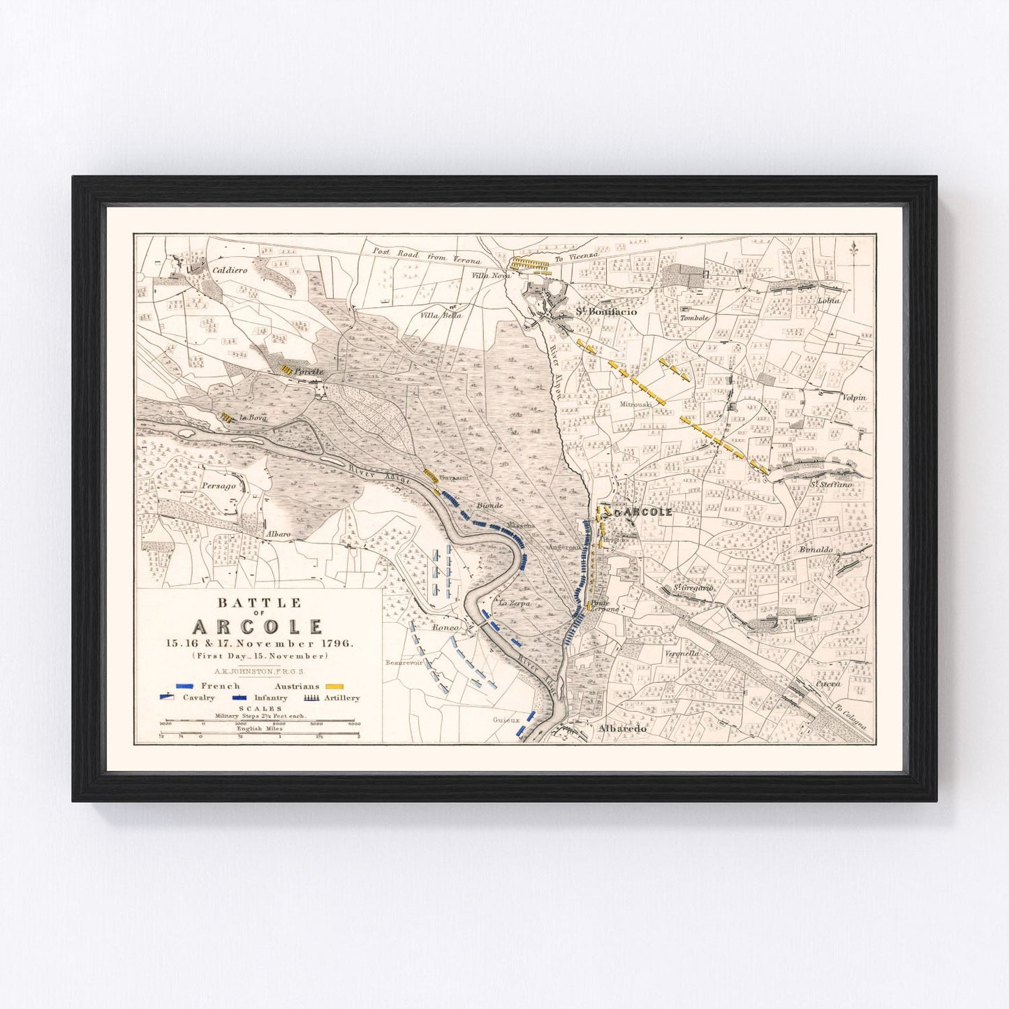 Vintage Map of the Battle of Arcole, 1796
