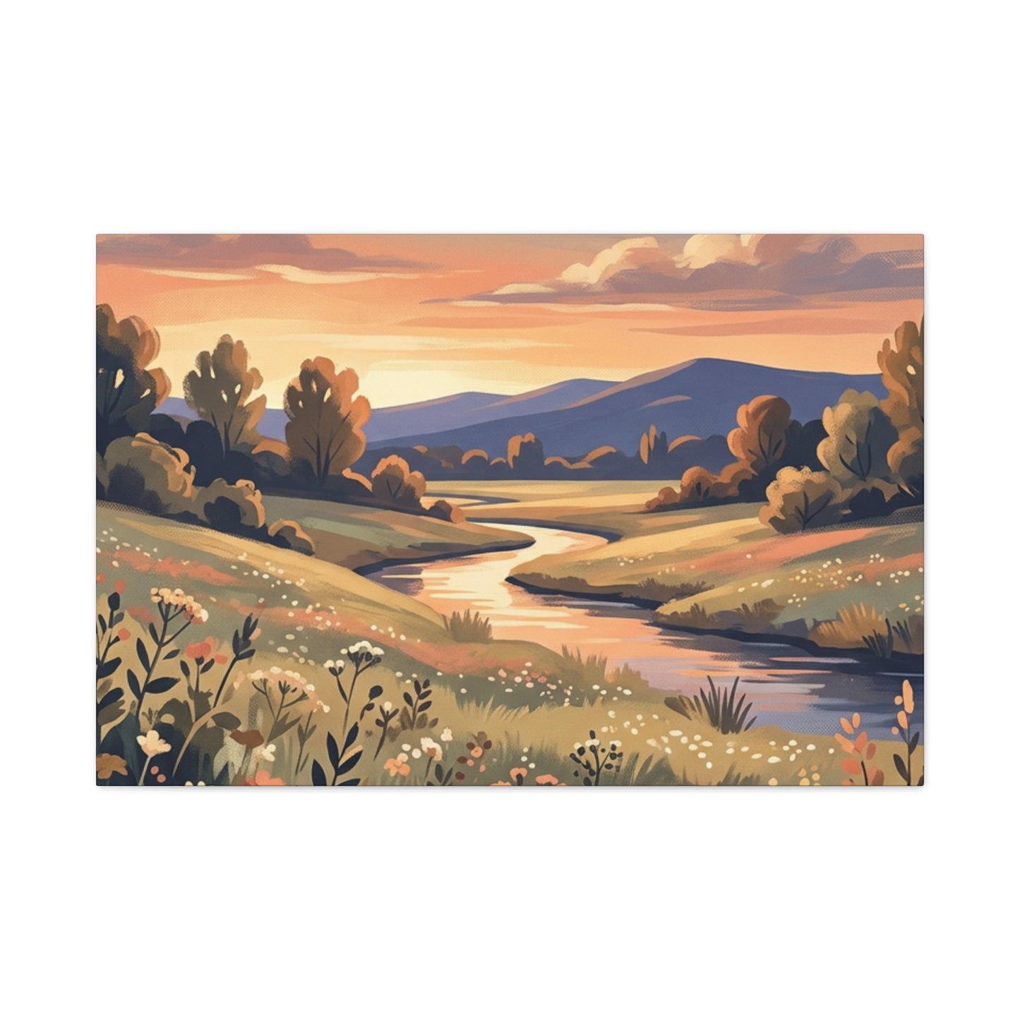 Sunset Meadow Canvas Wall Art