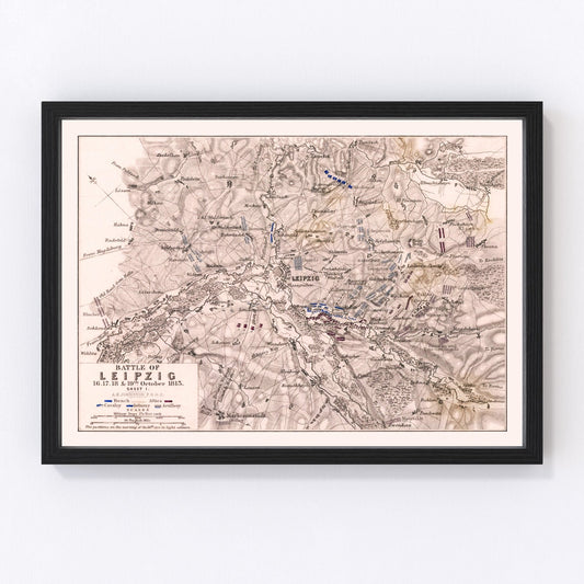 Vintage Map of the Battle of Leipzig, 1813