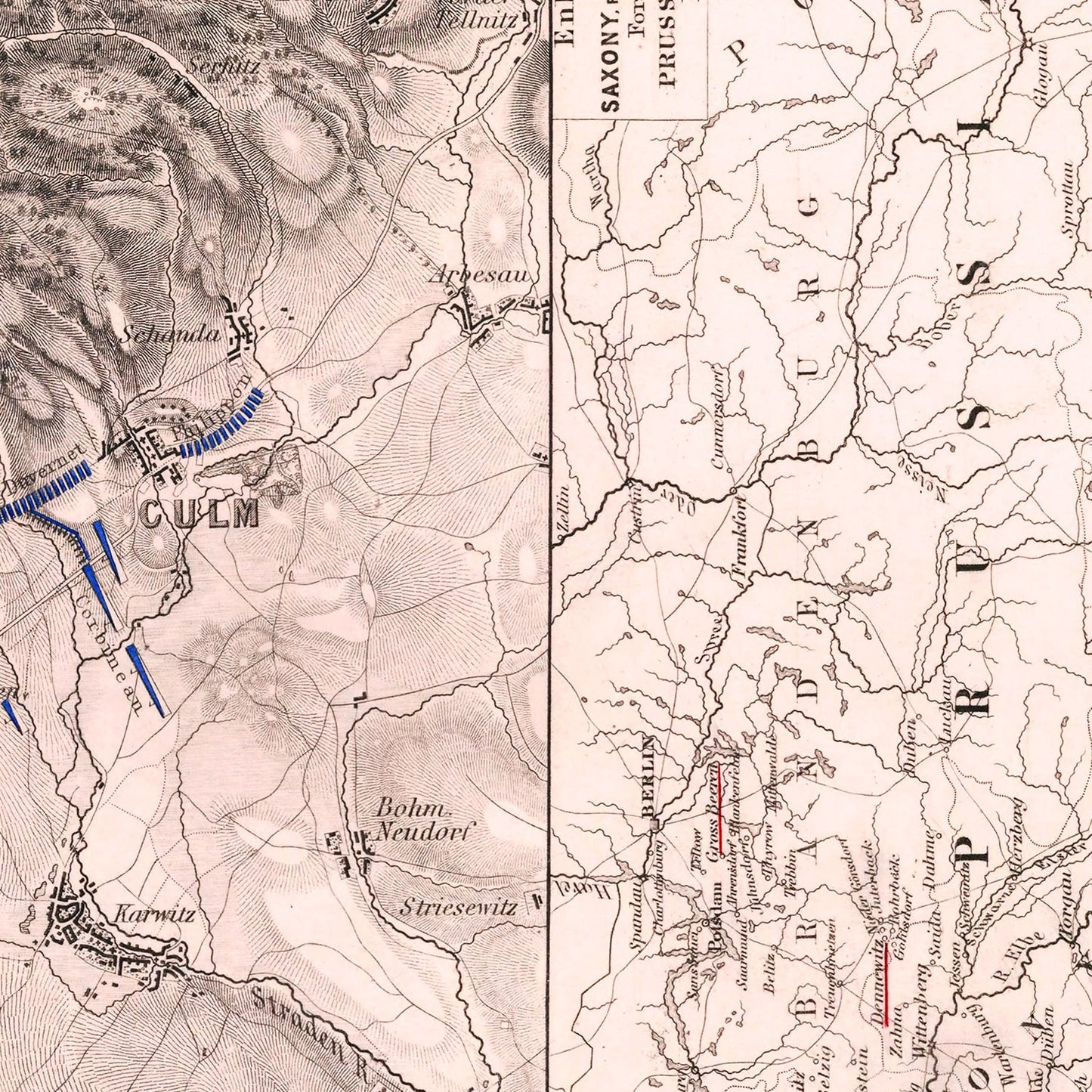 Vintage Map of the Battle of Culm, 1813