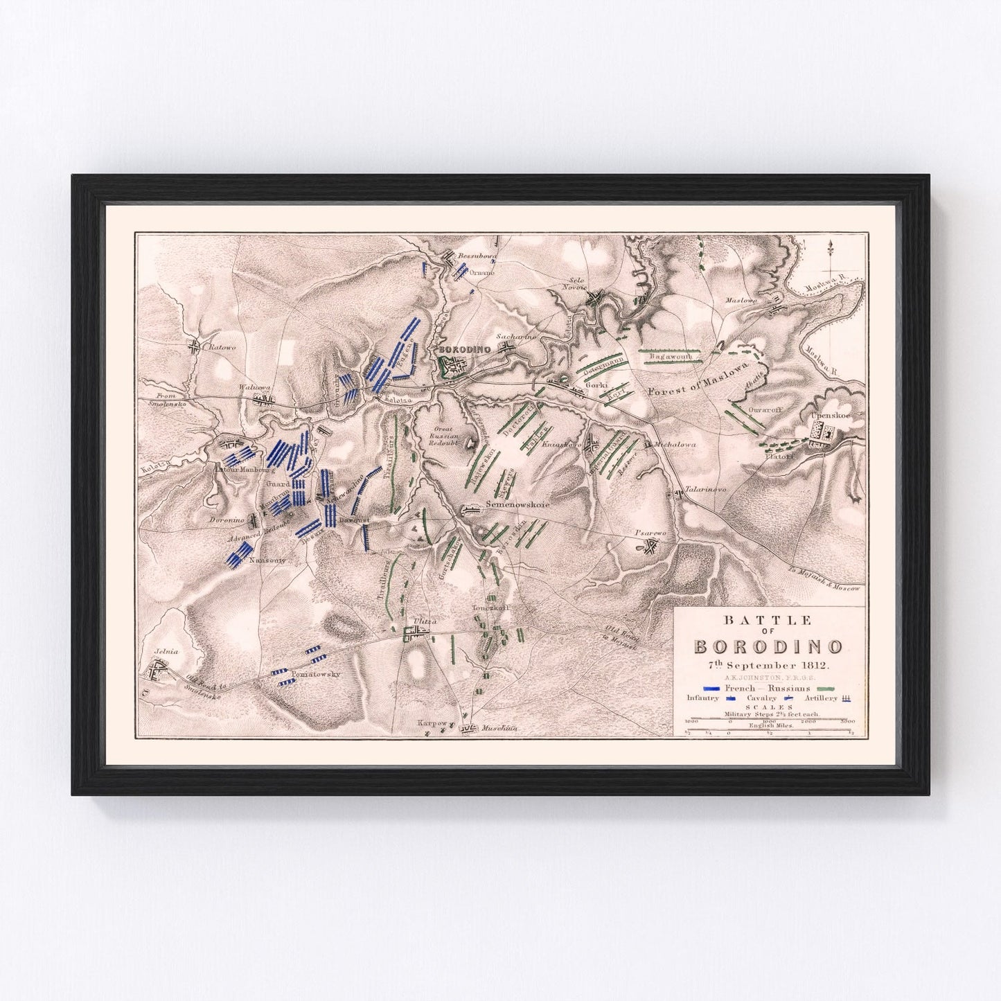 Vintage Map of the Battle of Borodino, 1812