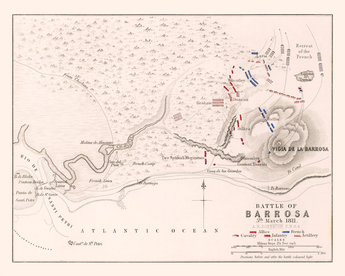 Vintage Map of the Battle of Barossa, 1811