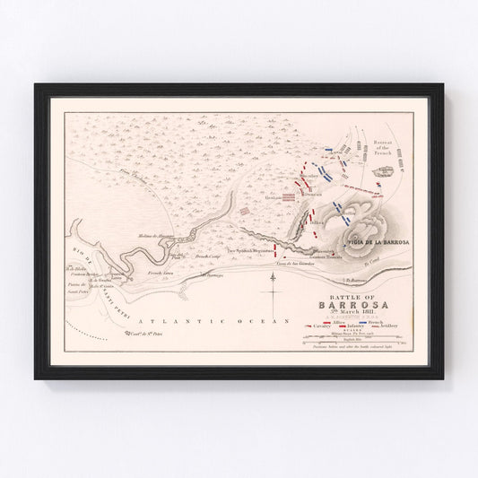 Vintage Map of the Battle of Barossa, 1811