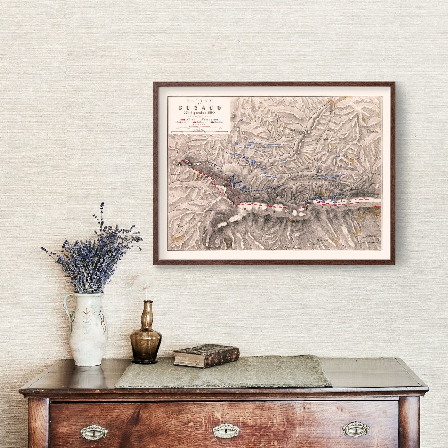Vintage Map of the Battle of Busaco, 1810