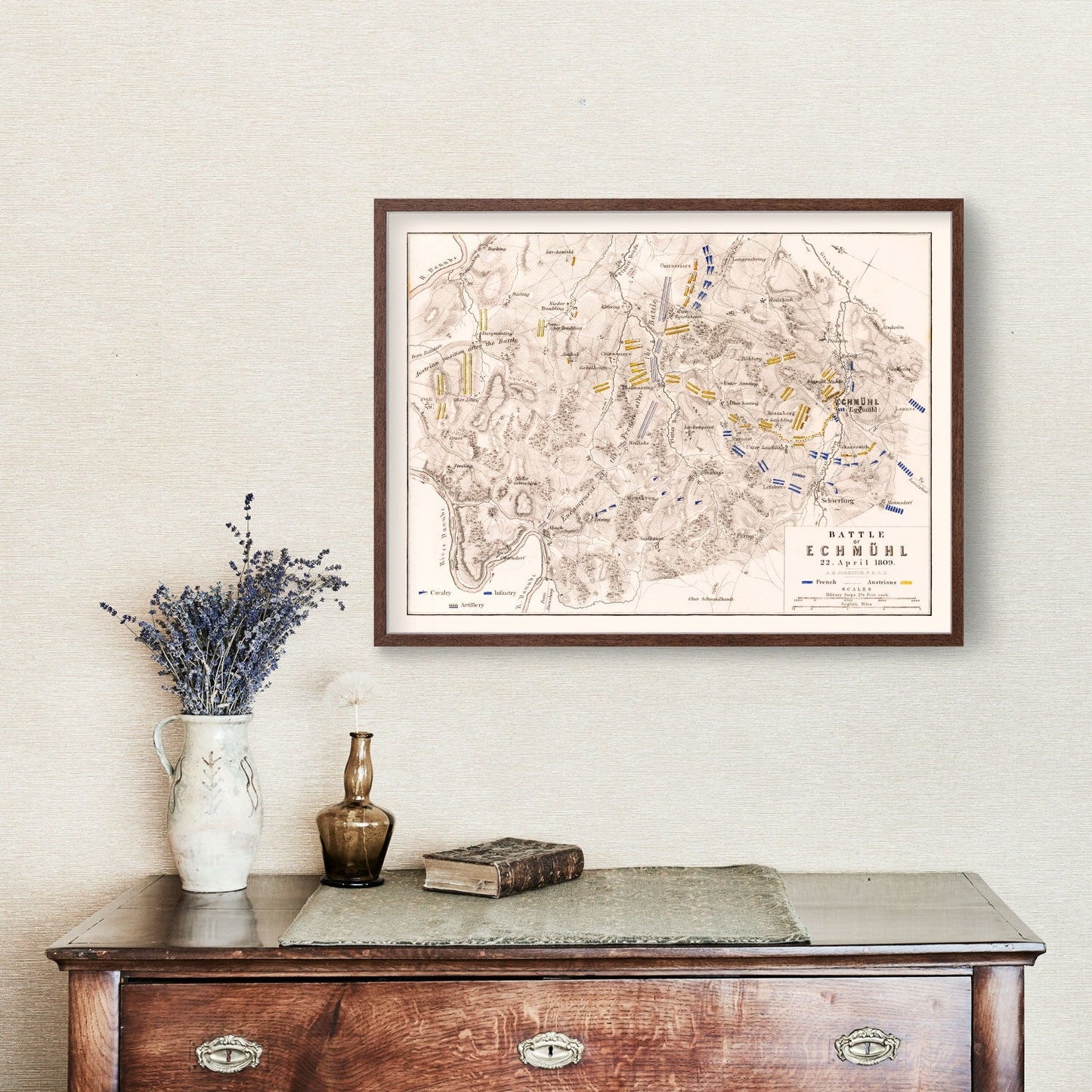 Vintage Map of the Battle of Ecmuhl, 1809