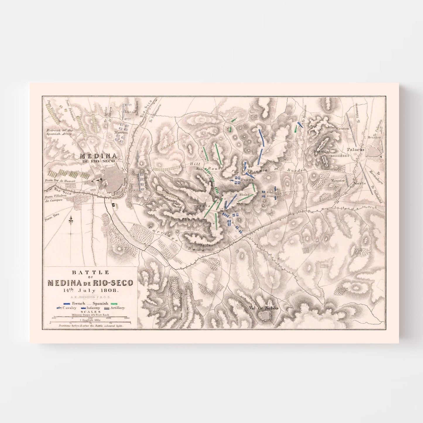 Vintage Map of the Battle of Medina de Rio-Seco, 1808