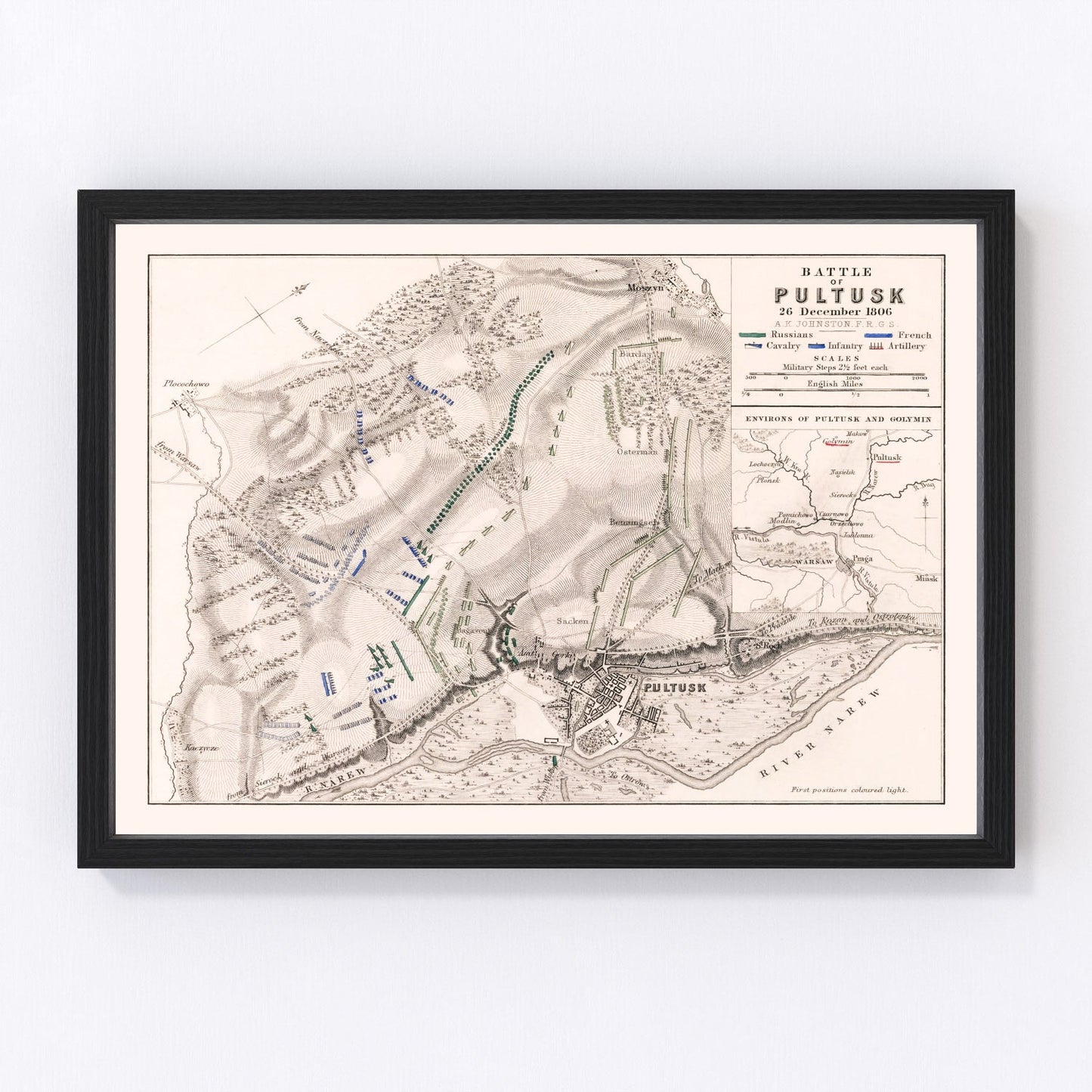 Vintage Map of the Battle of Pultusk, 1806
