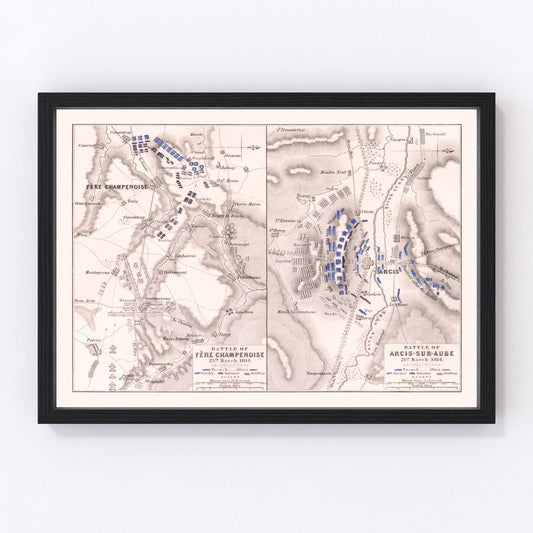 Vintage Map of the Battle of Fere-Champenoise, 1814