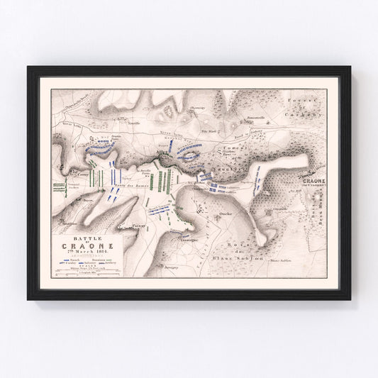 Vintage Map of the Battle of Craone, 1814