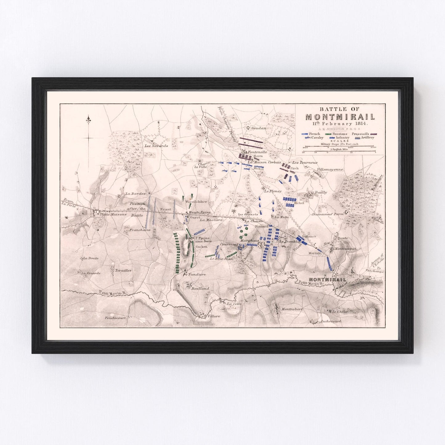 Vintage Map of the Battle of Montmirail, 1814