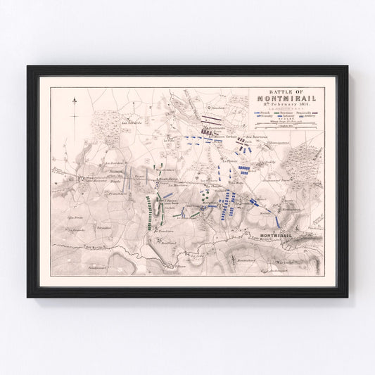 Vintage Map of the Battle of Montmirail, 1814