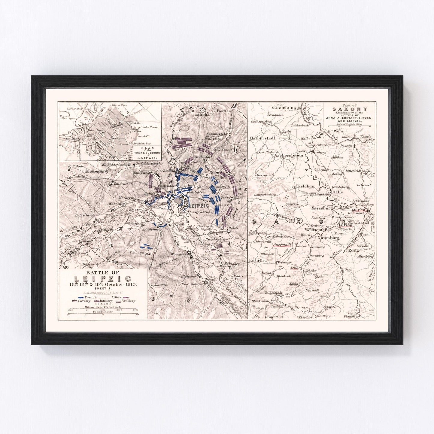 Vintage Map of the Battle of Leipzig, 1813