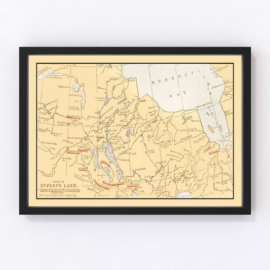 Vintage Map of Rupert's Land on Hudson Bay, 1862
