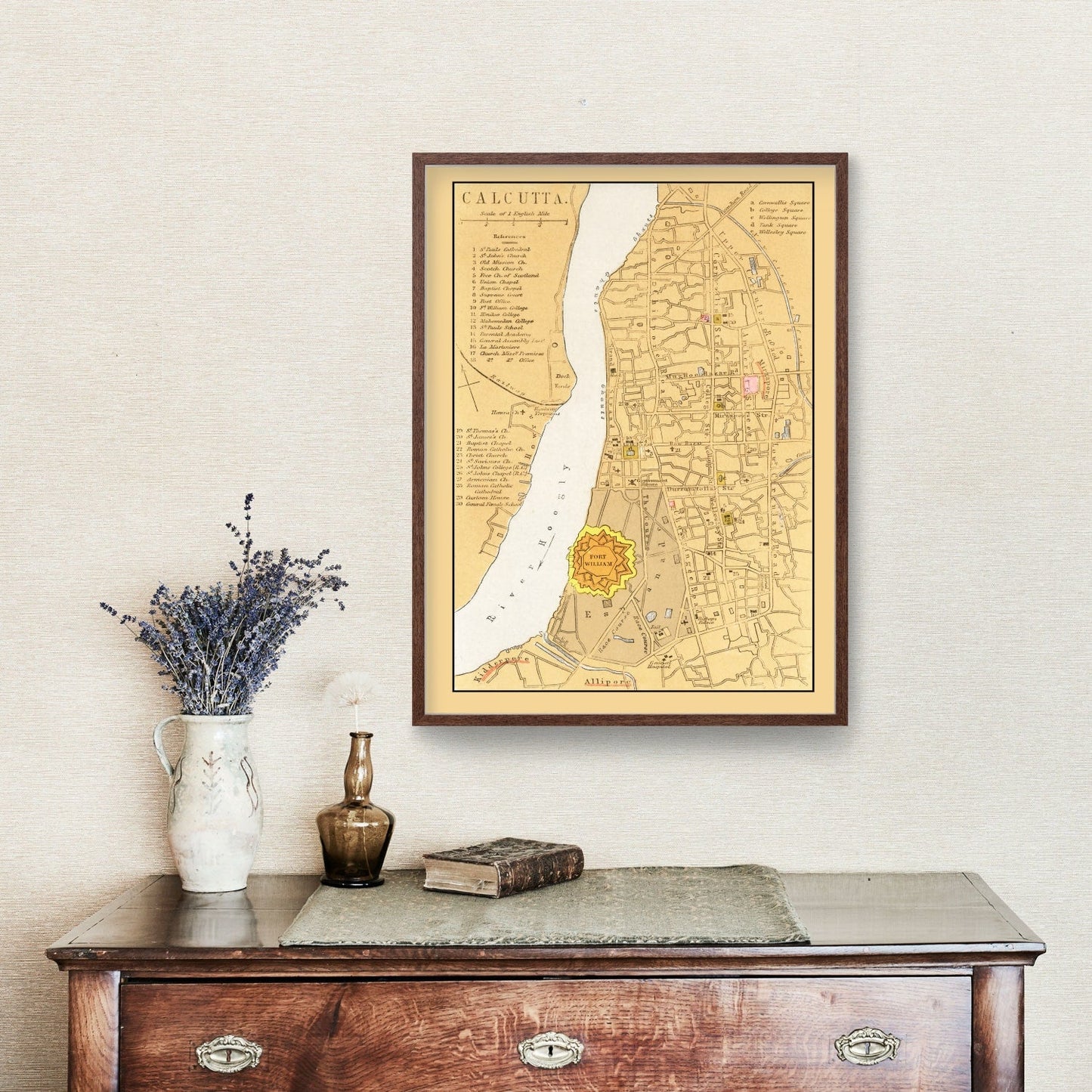 Vintage Map of Calcutta, India 1862