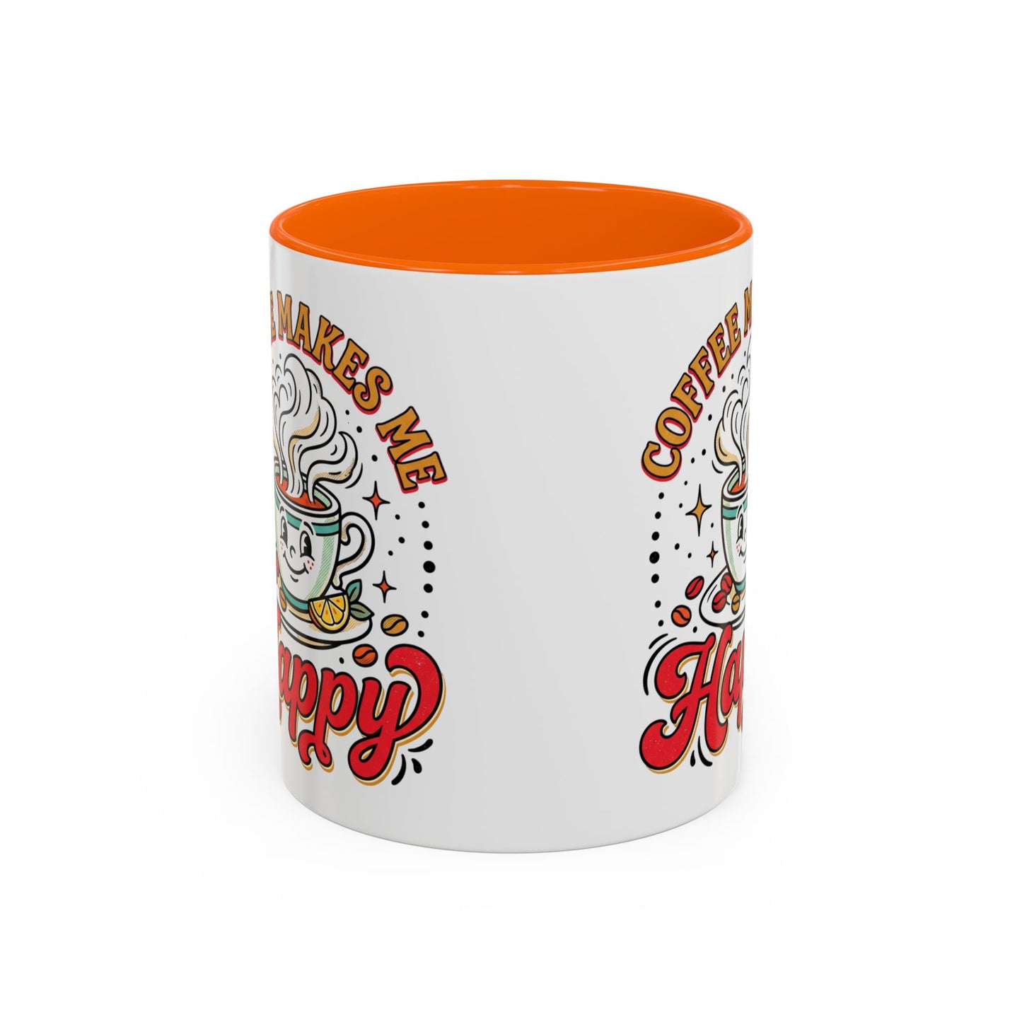 Coffee Mug — "Coffee Makes Me Happy" Cute Retro Accent Mug (11/15oz)