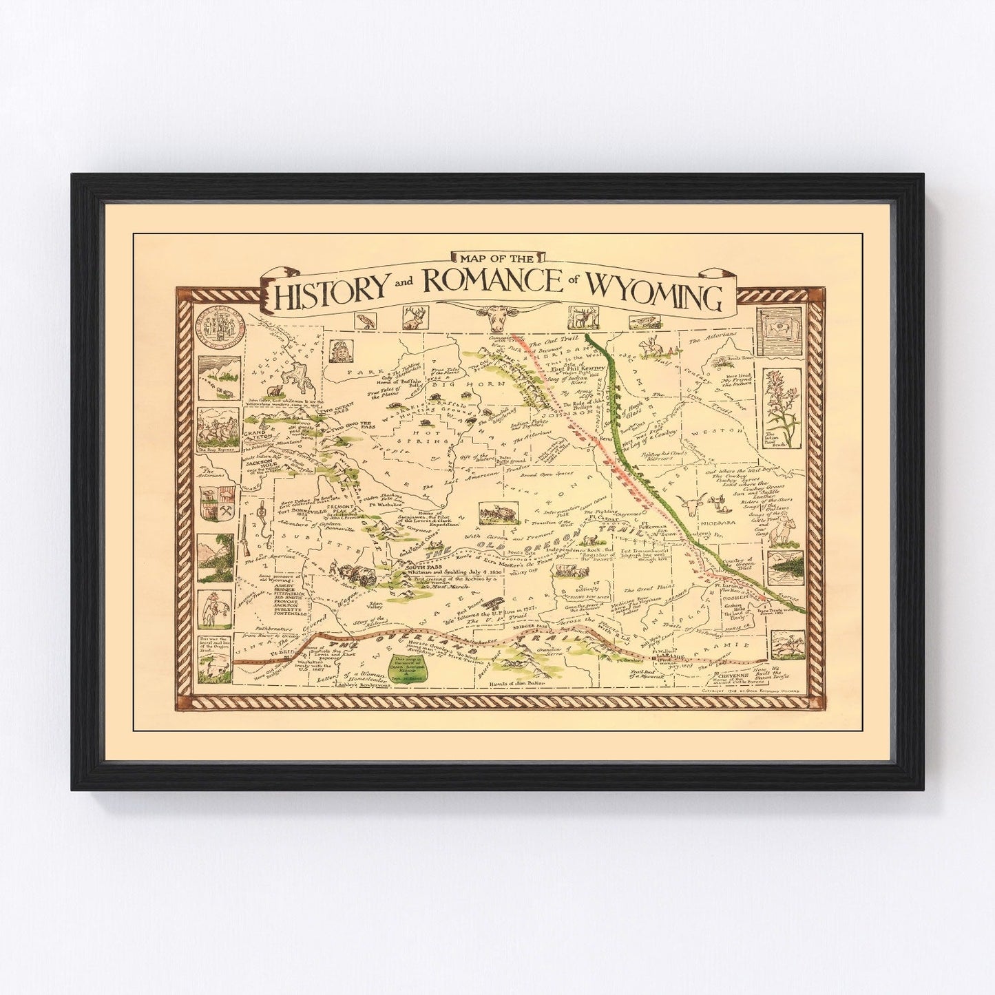 Vintage Map of Wyoming 1928