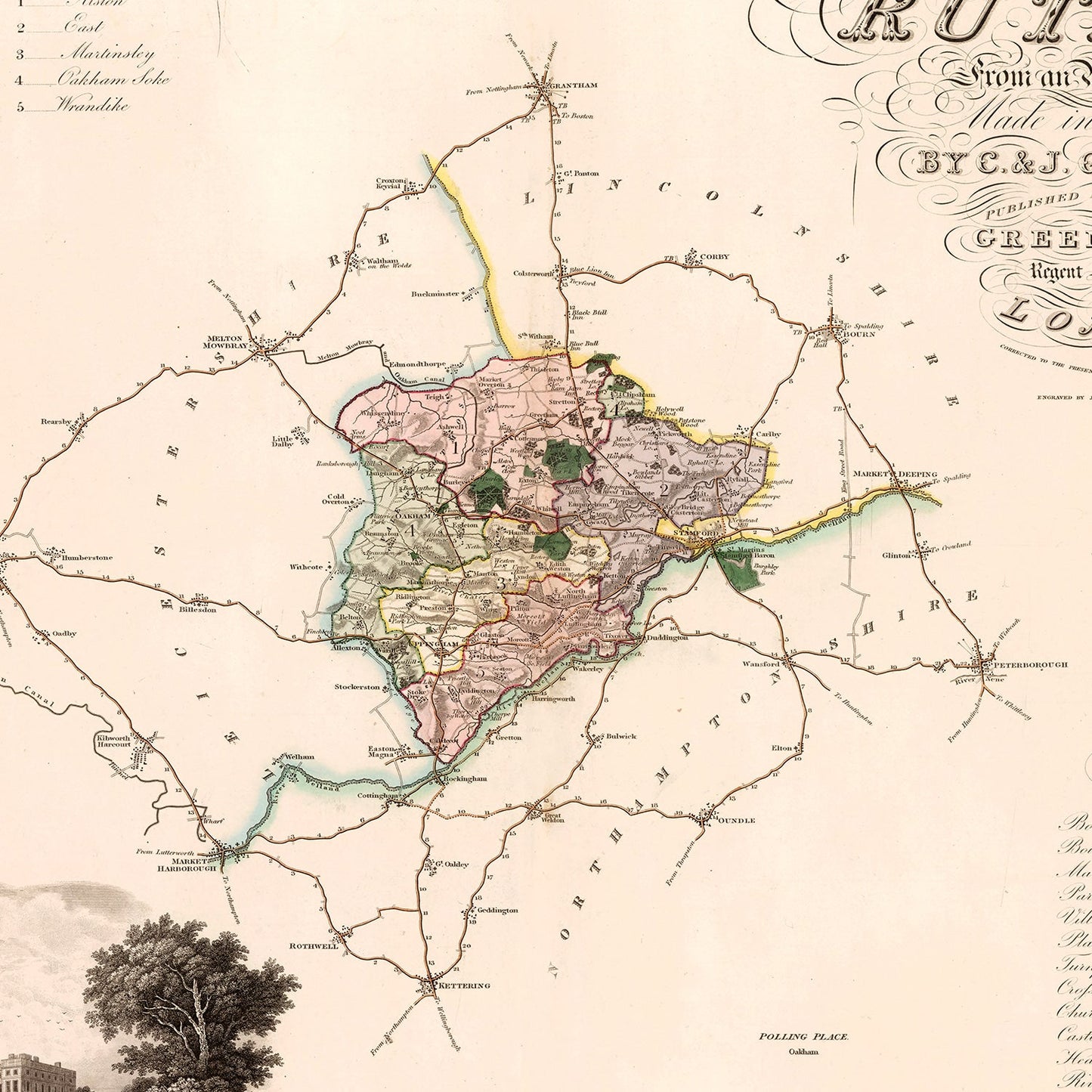 Vintage Map of Rutland England, 1831