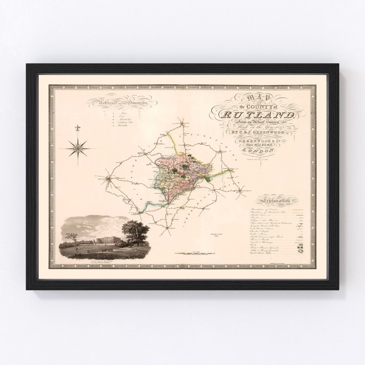 Vintage Map of Rutland England, 1831