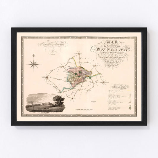 Vintage Map of Rutland England, 1831