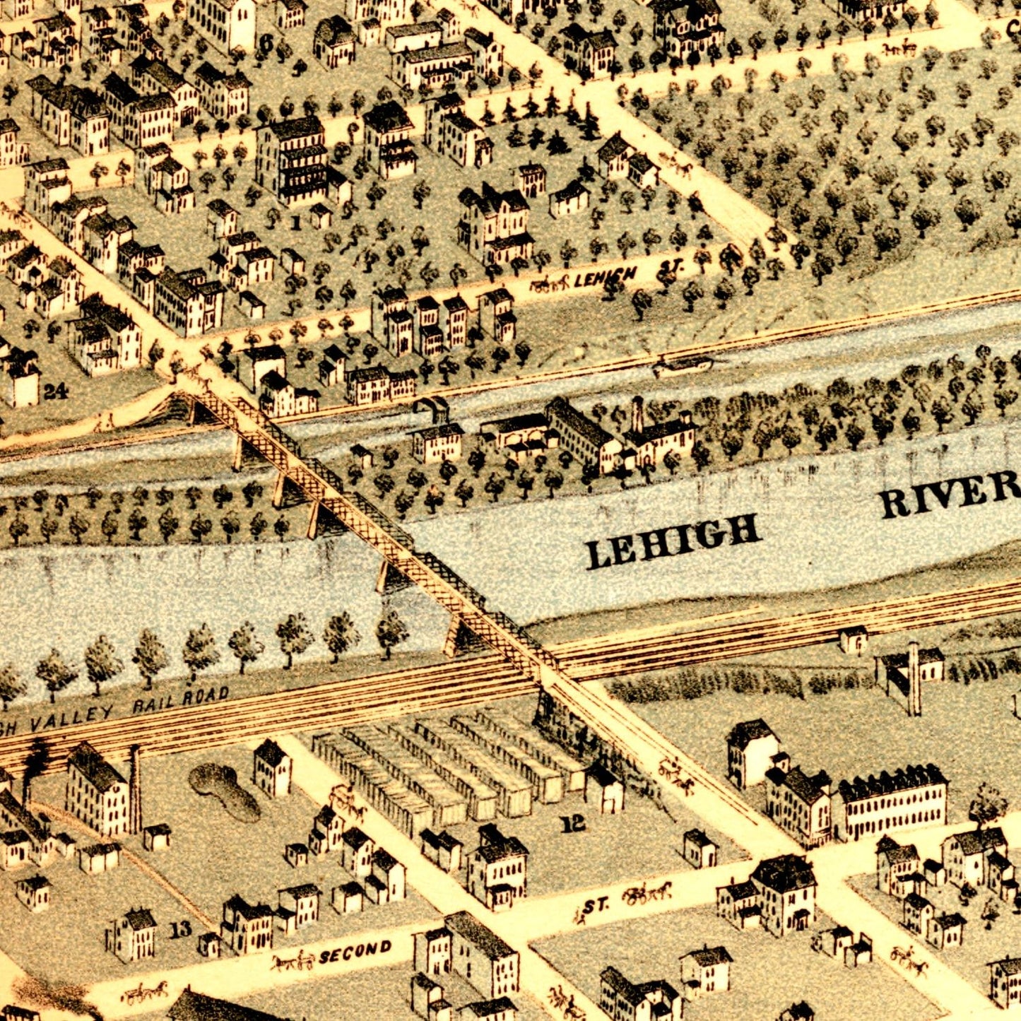 Vintage Map of Bethlehem, Pennsylvania 1878
