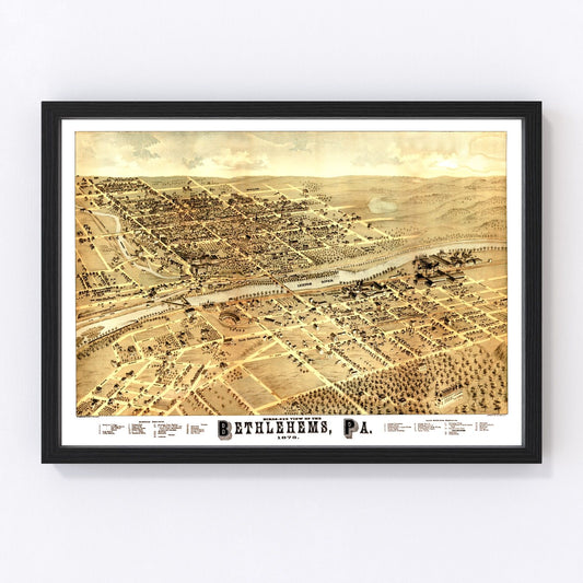 Vintage Map of Bethlehem, Pennsylvania 1878