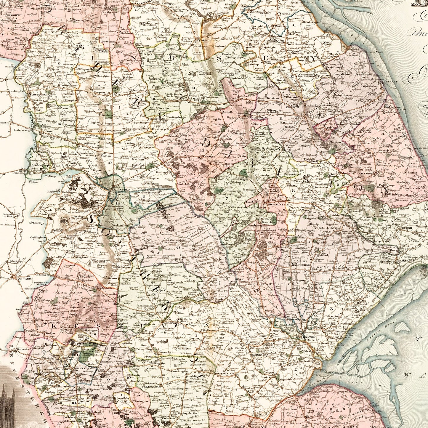 Vintage Map of Lincoln England, 1831