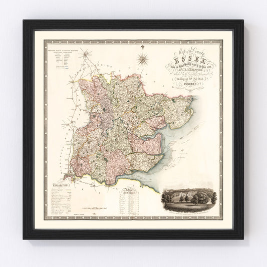 Vintage Map of Essex England, 1831